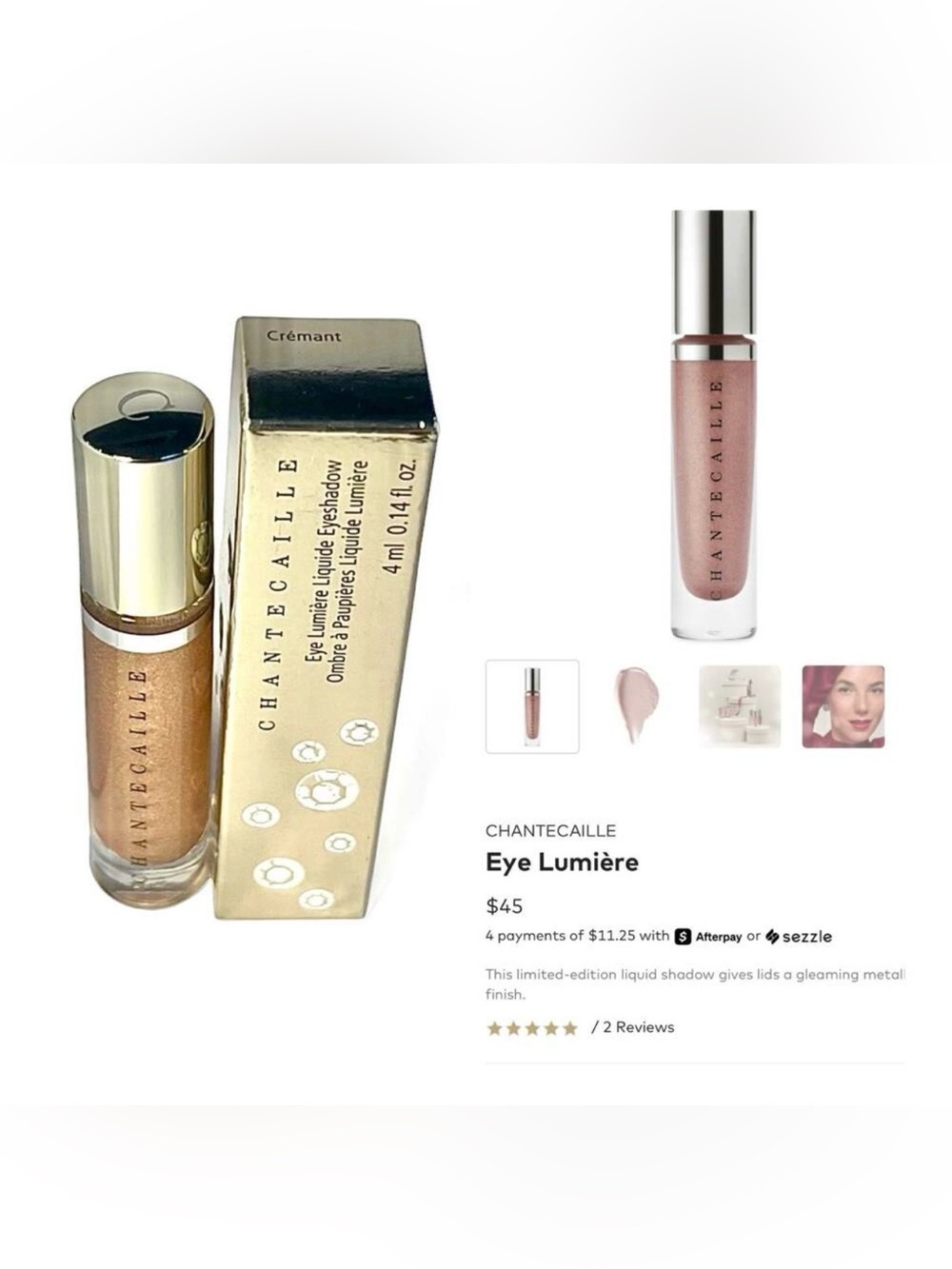 Chantecaille Eye Lumiere Liquid Eyeshadow in Crémant. MSRP$45!